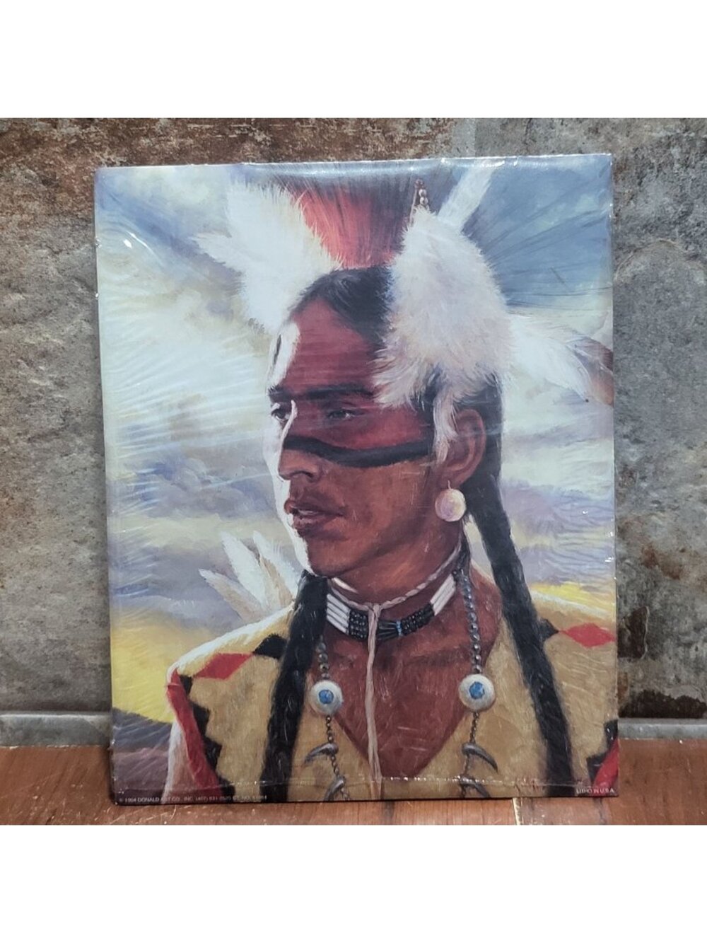 Vintage Unframed Native American Warrior Art Print 1994